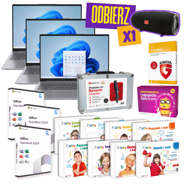 Cyfrowy Uczeń - zestaw 3 x laptop z pakietem Office, 6 x długopis, 2 x oprogramowanie - CUZL4 -