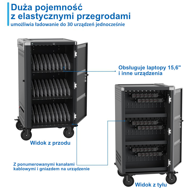 Mobilna stacja ładująca Ewent EW1700 dla 30 laptopów (do 15,6 cala) lub tabletów 5 Mobilna stacja ładująca Ewent EW1700 dla 30 laptopów (do 15,6 cala) lub tabletów -