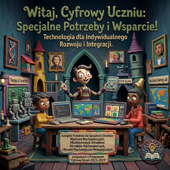 Witaj, Cyfrowy Uczniu: Specjalne Potrzeby i Wsparcie! Technologia edukacyjna dla uczniów w specjalnych ośrodkach wsparcia.