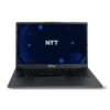 Laptop NTT Book z włączonym ekranem i logo marki.