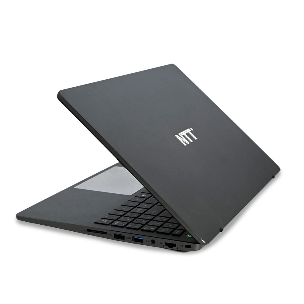Czarny laptop marki Lemi z widocznymi portami na obudowie.