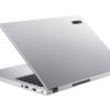 Srebrny laptop Acer z otwartą pokrywą na białym tle.