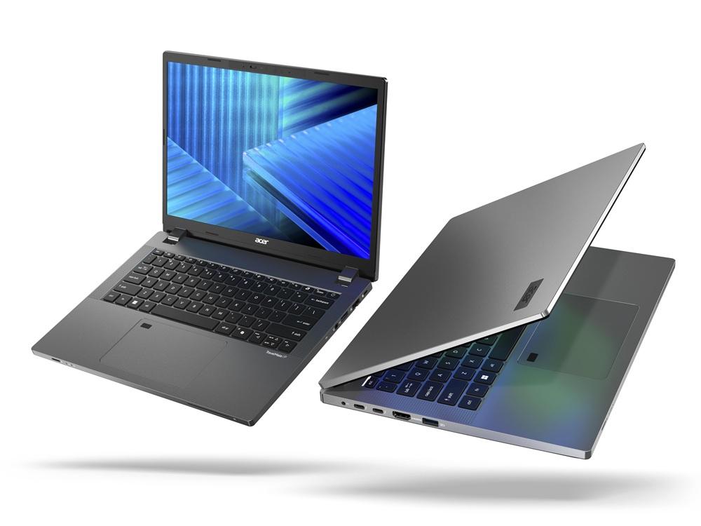 Laptop Acer TravelMate w widoku otwartym i zamkniętym