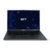 Laptop NTT Book z włączonym ekranem i logo marki.
