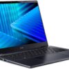 Otwarty laptop Acer z niebieską tapetą na ekranie.