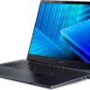 Otwarty laptop Acer z niebieską tapetą na ekranie.