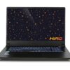Laptop gamingowy Hiro z podświetlaną klawiaturą i tapetą z motywem gier.