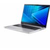 Srebrny laptop Acer z włączonym ekranem na białym tle.