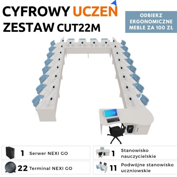 Pracownia Terminalowa AI Ultra Silence NEXINEO 22 stanowiska + komplet mebli ergonomicznych z krzesłami za 100 zł -