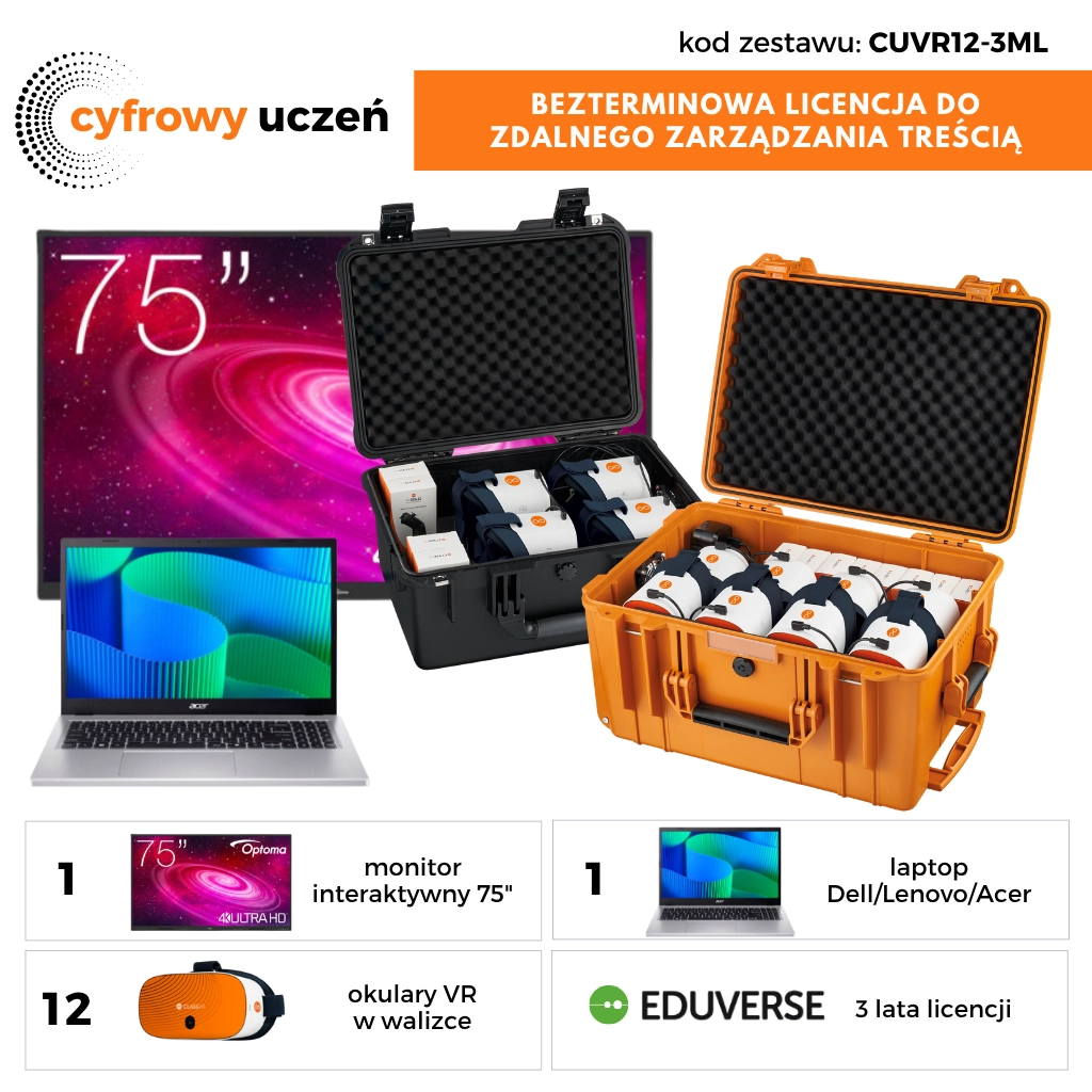 Cyfrowy uczeń - Wirtualna rzeczywistość ClassVR Xplorer 128GB – zestaw 12 sztuk okularów VR + Eduverse 3Y