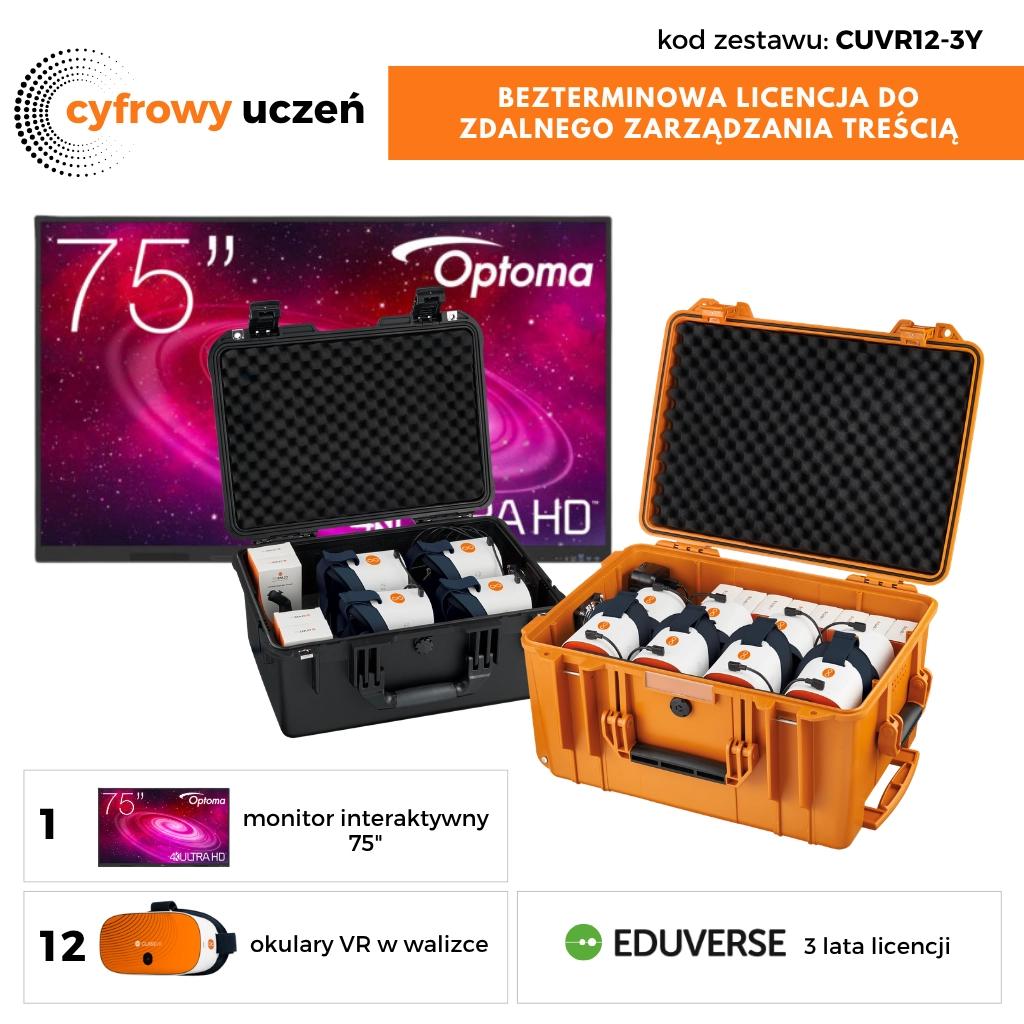 Cyfrowy uczeń - Wirtualna rzeczywistość ClassVR Xplorer 128GB – zestaw 12 sztuk okularów VR + Eduverse 3Y