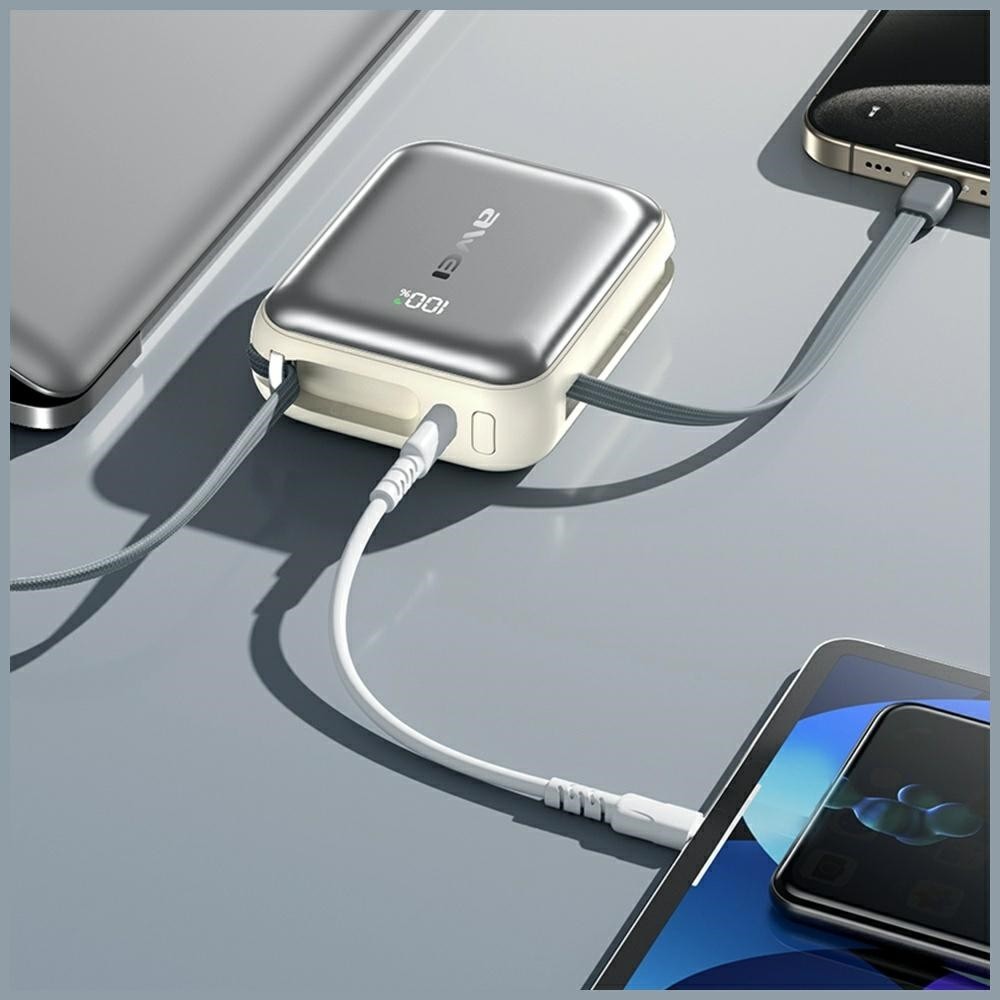 AWEI Powerbank C03 20000mAh 45W USB-A/USB-C + kable Lightning USB-C - srebrny -