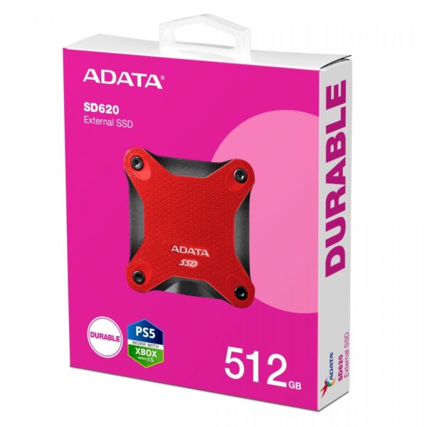 Adata Dysk zewnętrzny SSD SD620 512G U3.2A 520/460 MB/s czerwony -