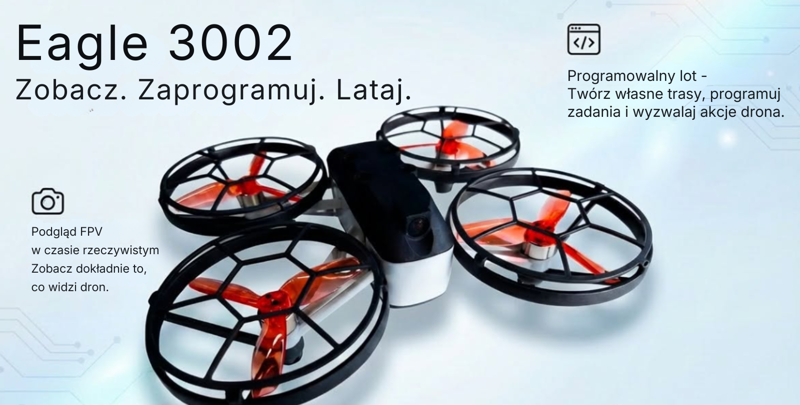 Dron edukacyjny programowalny Eagle 3002 z kamerą FPV -