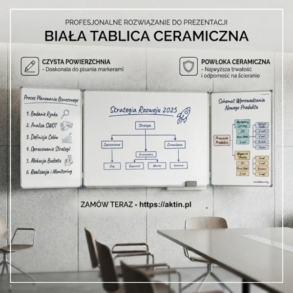 Tablica ceramiczna, biała, tryptyk - 3,0 m - TABLICE