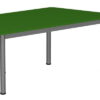 Stół przedszkolny z blatem w kształcie trapezu o wymiarze 1400x700mm z regulacją wys. 4-6, noga metalowa fi 60 -