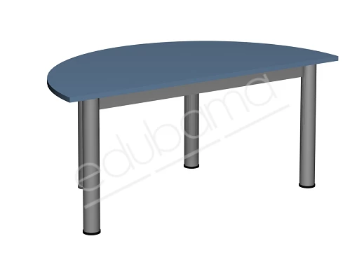 Stół przedszkolny z półokrągłym blatem o wymiarach 1200×600 mm.