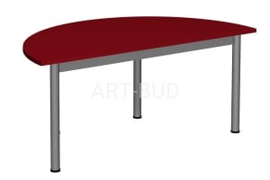 Stół przedszkolny z półokrągłym blatem o wymiarze 1200x600 mm, z regulacją wys. 1-3, noga metalowa fi 60