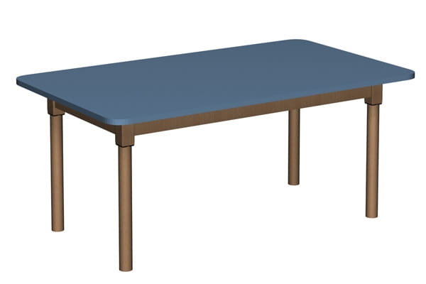 Stół przedszkolny prostokątny 1200x700 mm, wys. 1, 2 lub 3, noga drewniana